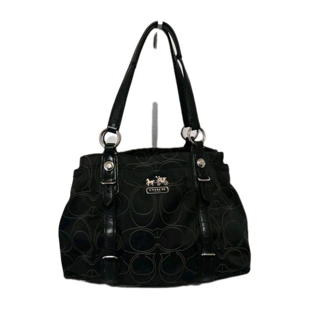 *SOLD* Coach Black Mia Signature "C" Outlined Pattern Satchel